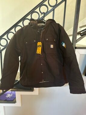 NWT Carhartt Men’s Dark Brown Hooded Duck Bartlett Jacket
